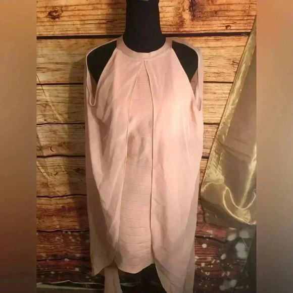 🌸VENUS Chiffon Overlay Bandage Bodycon Pink Dress Sleeveless Sexy Slimmi… - Picture 6 of 16